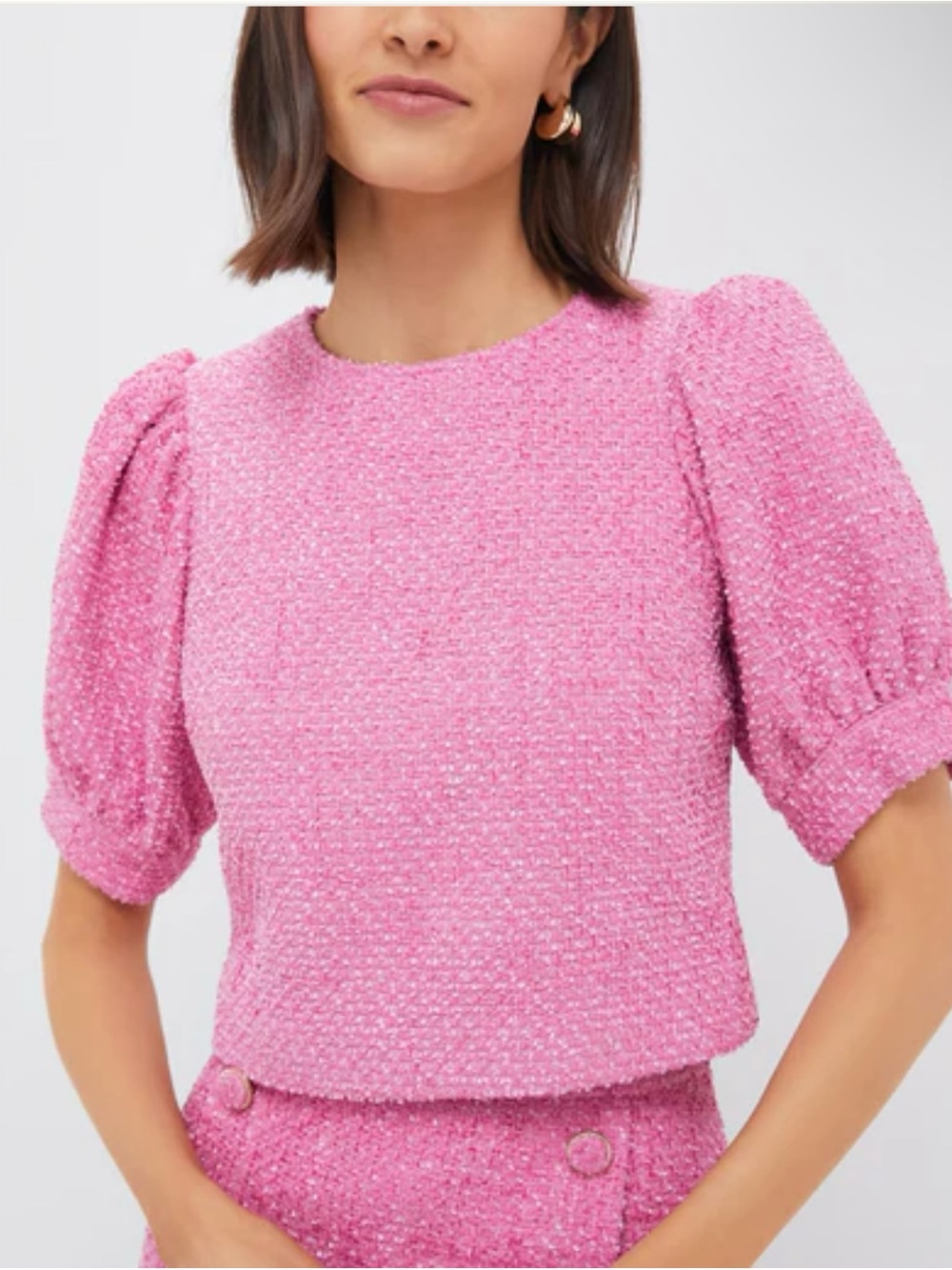 Pink Tweed Annabelle Top